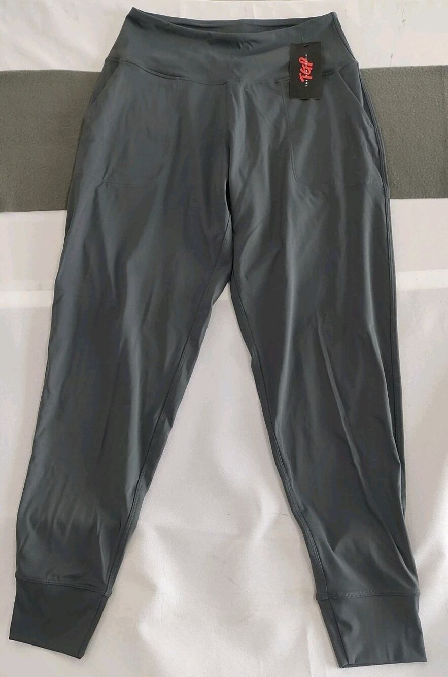 The Gym People TGP Womens High Waist Yoga Pants Dark Gray Pockets Size M NWT